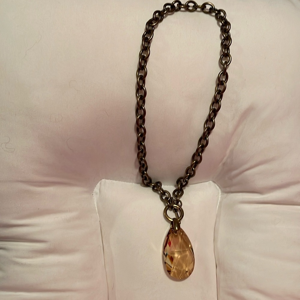 Necklace with glass pendant. Unique piece.